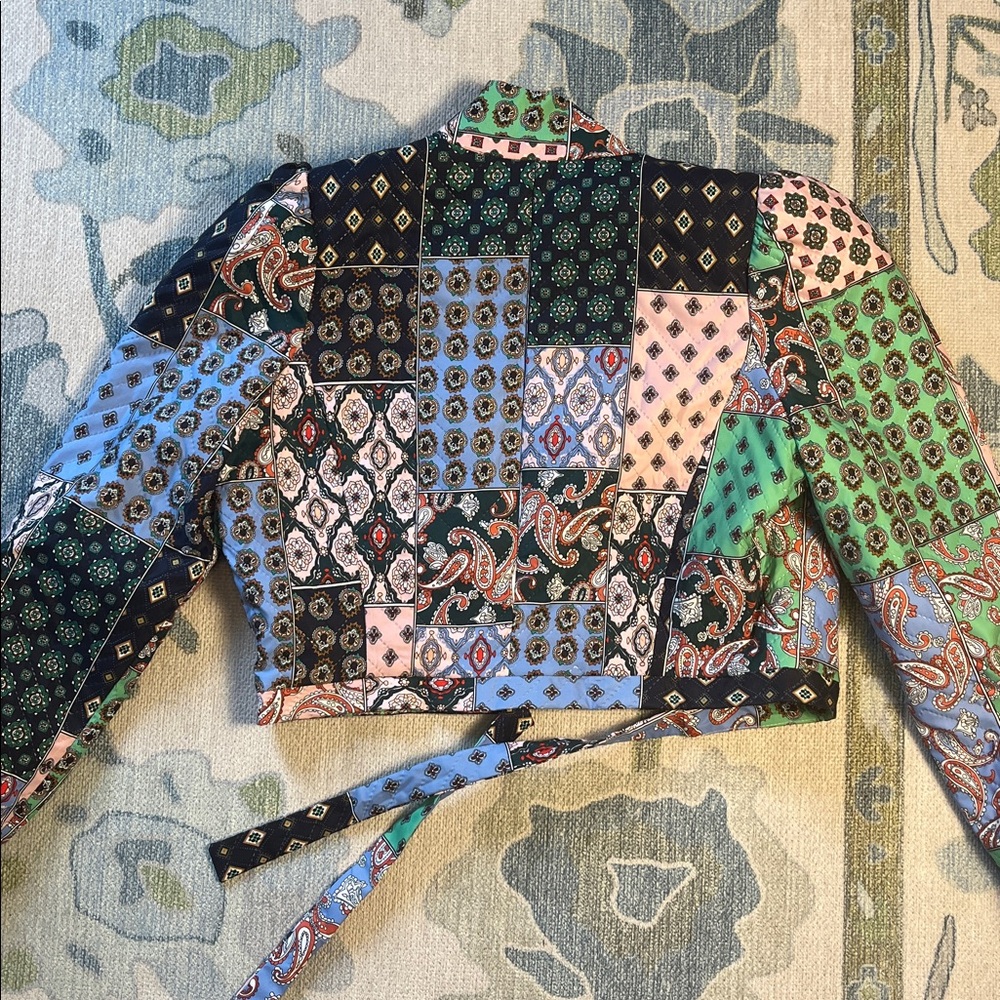 Colorful cropped Patchwork Jacket NWT - image 2
